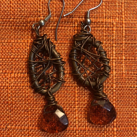 HANDMADE Earrings with Purple Amethyst Earrings - Picture 2 of 2